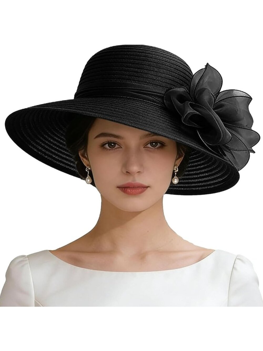 Stylish Women's Derby Sun Hat with Bowknot, Floral Fascinator for Weddings